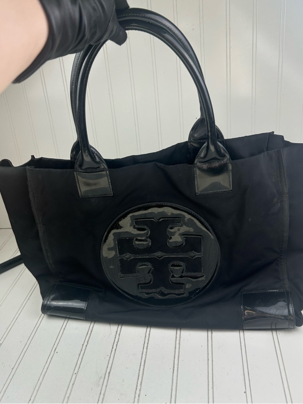 Tory Burch Black Nylon Ella Tote Shoulder Bag $240 - Picture 7 of 16